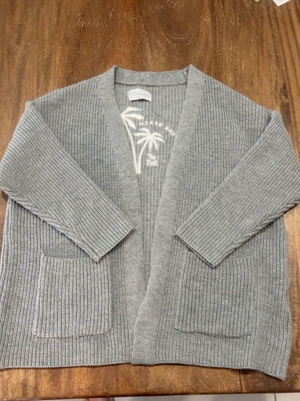 The Beach People Twin Palms Gray Chunky Knit Cardigan M/L